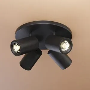 HOFTRONIC Madona - LED-Deckenleuchte - 4 Spots - ohne GU10-Fassung - schwenkbar und drehbar - Rund - Aluminium