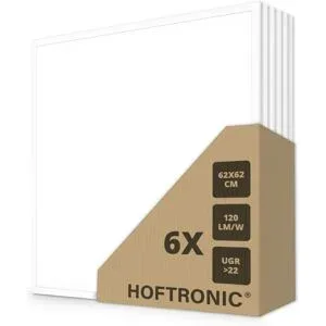 HOFTRONIC 6x LED-Panel - 62 x 62 cm - 36 Watt - 4320 lm (120 lm/W) - 4000 K Neutralweiß - flimmerfrei - UGR22 - 50.000 Betriebsstunden - Mit Philips Certa Drive-Treiber