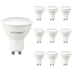 HOFTRONIC 10er-Set LED Lampe GU10 - 4,5 Watt - 400 Lumen - 2700 K warmweiß - 100° Abstrahlwinkel - Ersetzt 50 W - LED Reflektor - GU10-Fassung