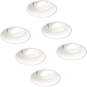 HOFTRONIC 6x Lugo LED Einbaustrahler Rahmenlos - Weiß - Dimmbar - 5 Watt 450 Lumen - 2700K Warmweißes Licht - Schwenkbar - IP65 - Für Innen & Außen