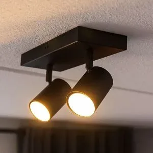 HOFTRONIC Lark - LED-Deckenleuchte - 2 Spots - GU10-Fassung - Schwenkbar & drehbar - Schwarz