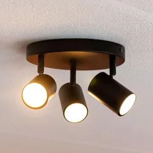 HOFTRONIC Lark - LED-Deckenleuchte - 3 Spots - GU10-Fassung - Schwenkbar & drehbar - Schwarz - Rund