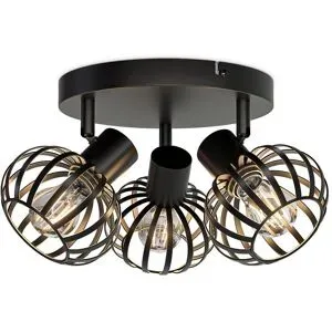 HOFTRONIC Petal - LED-Deckenleuchte - 3 Spots - Rund - E14-Fassung - Schwenkbar & drehbar - Schwarz