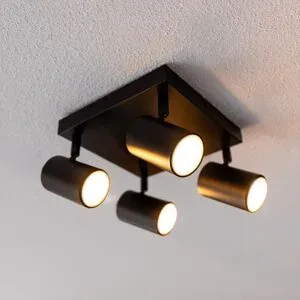 HOFTRONIC Lark - LED-Deckenleuchte - 4 Spots - GU10-Fassung - Schwenkbar & drehbar - Schwarz - Quadratisch
