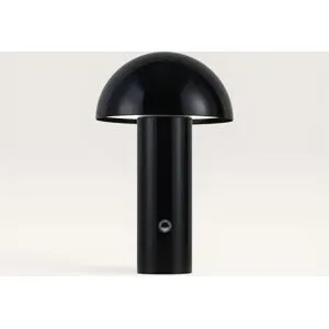 LUSENZ Noryn - Pilzlampe Schwarz 25 cm - Akku Tischleuchte - Dimmbar - Lampe für Kommode - USB-C - Skandinavisch - Metall - 3000K/4500K/6000K