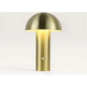 LUSENZ Noryn - Pilzlampe Gold 25 cm - Akku tischleuchte - Dimmbar - Lampe für kommode - USB-C - Skandinavisch - Metall - 3000K/4500K/6000K