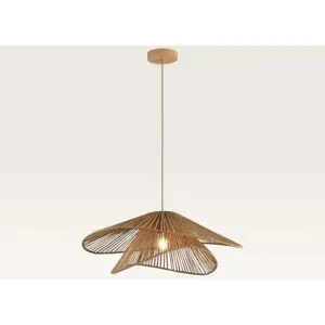 LUSENZ Pendelleuchte Avanta maronne due - Braune Lampe aus geflochtenem Papierkabel - Ohne Leuchtmittel und für den Innenbereich - Zweilagig
