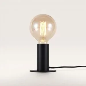 LUSENZ Albedo - Tischlampe Schwarz Metall 12 cm - Tischlampe wohnzimmer - Minimalistisch design - E27 Fassung - Mit Ein/Aus-Schalter
