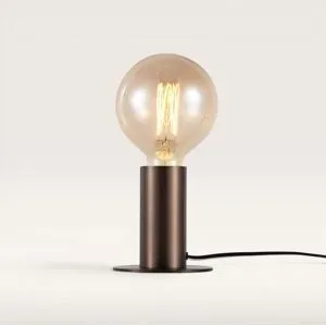 LUSENZ Albedo - Tischlampe Bronze Metall 12 cm - Tischlampe wohnzimmer - Minimalistisch design - E27 Fassung - Mit Ein/Aus-Schalter
