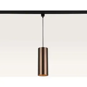 LUSENZ Hängeleuchte Belano bronzo scuro l ? GU10-Fassung ? Entwickelt für 1-Phasen-Schienensystem ? Bronze ? Schienenstrahler ? IP20 für den Innenbereich