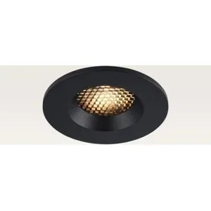 LUSENZ Einbaustrahler Juvano nero ? Einbautiefe 27 mm ? GU10-Fassung ? IP54 spritzwassergeschützt für das Badezimmer ? Schwarz ? Mit Durchgangsverdrahtung ? Wabenstruktur