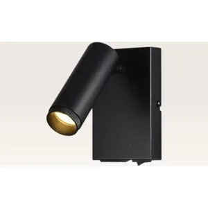 LUSENZ Wandleuchte Lendro nero ? Mini GU10 (MR11) ? Zylinderförmiger Spot ? Minimalistisches Design ? IP20 für den Innenbereich