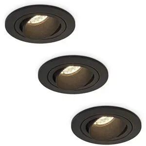 HOFTRONIC Set mit 3 Philadelphia LED-Einbaustrahler - Dimmbar - Ohne GU10 - Max. 5 Watt - Schwarz - Schwenkbar - IP20 für Innenbereich - Rund