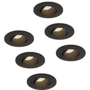 HOFTRONIC Set mit 6 Philadelphia LED-Einbaustrahler - Dimmbar - Inkl. GU10 - 4 Watt - 2700K - Schwarz - Schwenkbar - IP20 für Innenbereich - Rund