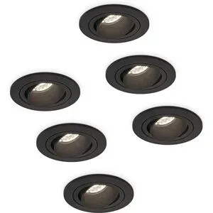 HOFTRONIC Set mit 6 Philadelphia LED-Einbaustrahler - Dimmbar - Inkl. GU10 - 4 Watt - 4000K - Schwarz - Schwenkbar - IP20 für Innenbereich - Rund