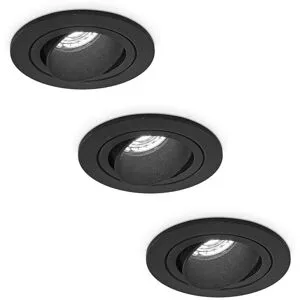 HOFTRONIC Set mit 3 Philadelphia LED-Einbaustrahler - Dimmbar - Inkl. GU10 - 4 Watt - 6500K - Schwarz - Schwenkbar - IP20 für Innenbereich - Rund
