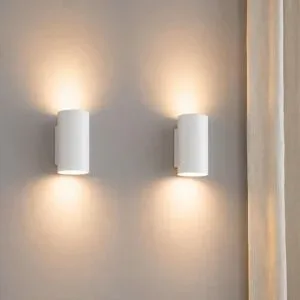 LUSENZ 2x Giove bianco - Zylindrische Wandleuchte mit mattweißer Beschichtung - Up- und Downlight