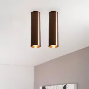 LUSENZ 2x Canopus bronzo m - Zylindrischer Aufbaustrahler mit gebürsteter Bronzebeschichtung