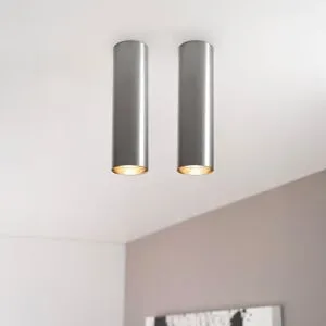 LUSENZ 2x Canopus fero m - Zylindrischer Aufbaustrahler in gebürstetem Gunmetal-Grau