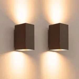 LUSENZ 2x Cometa bronzo m - Rechteckige Wandleuchte mit gebürsteter Bronzebeschichtung - Up- und Downlight