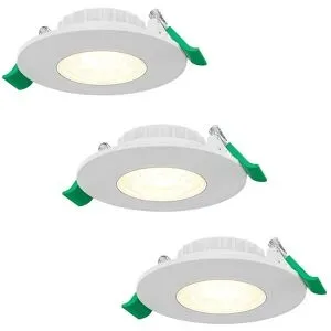 HOFTRONIC 3er Set Terni Dimmbarer LED-Einbaustrahler - 6 Watt 570 Lumen - Einstellbare CCT-Lichtfarbe 2700K/4000K/6000K - Geringe Einbautiefe 25mm - Rund - IP44 Badezimmer Einbaustrahler - Weiß