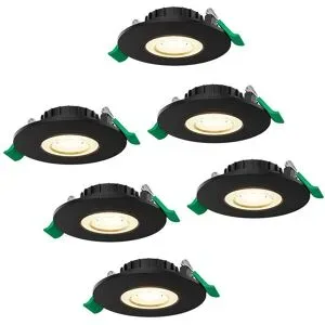 HOFTRONIC 6er Set Terni Dimmbarer LED-Einbaustrahler - 6 Watt 570 Lumen - CCT Lichtfarbe einstellbar 2700K/4000K/6000K - Geringe Einbautiefe 25mm - Rund - IP44 Badezimmer Einbaustrahler - Schwarz