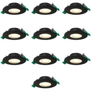 HOFTRONIC 10er Set Terni Dimmbarer LED-Einbaustrahler - 6 Watt 570 Lumen - CCT Lichtfarbe einstellbar 2700K/4000K/6000K - Geringe Einbautiefe 25mm - Rund - IP44 Badezimmer Einbaustrahler - Schwarz