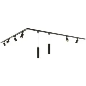 HOFTRONIC Taros LED Schienensysteme-Paket - L-Form - 4 x 1 m Schiene - 6 Schienenstrahler - 2 Pendelleuchte - ohne Lichtquelle - IP20 - modular - 230 V