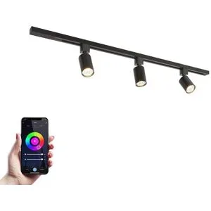 HOFTRONIC Taros LED Schienensysteme-Paket - Recht - 1 m Schiene - 3 Schienenstrahler - Inkl. RGBWW GU10 - IP20 - modular - 230 V