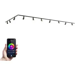 HOFTRONIC Taros LED Schienensysteme-Paket - L-Form - 6 x 1 m Schiene - 10 Schienenstrahler - Inkl. RGBWW GU10 - IP20 - modular - 230 V