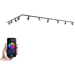 HOFTRONIC Taros LED Schienensysteme-Paket - L-Form - 5 x 1 m Schiene - 10 Schienenstrahler - Inkl. RGBWW GU10 - IP20 - modular - 230 V