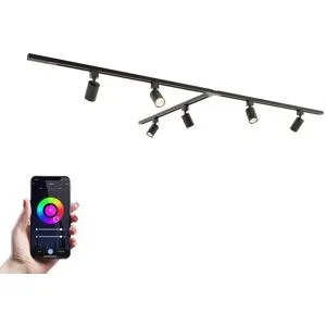 HOFTRONIC Taros LED Schienensysteme-Paket - T-Form - 3 x 1 m Schiene - 6 Schienenstrahler - Inkl. RGBWW GU10 - IP20 - modular - 230 V
