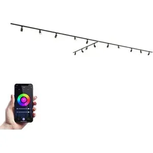 HOFTRONIC Taros LED Schienensysteme-Paket - T-Form - 4x 1,5 m Schiene - 2x 1 m Schiene - 14 Schienenstrahler - Inkl. RGBWW GU10 - IP20 - modular - 230 V