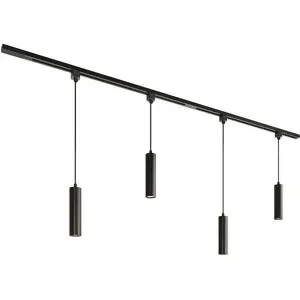 HOFTRONIC Taros LED Schienensysteme-Paket - Recht - 2x 1 m Schiene - 4 Pendelleuchte - Inkl. 2700K GU10 - IP20 - Modular - 230 V