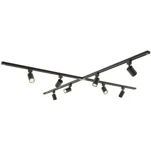 HOFTRONIC Taros LED Schienensysteme-Paket - X-Form - 4 x 1 m Schiene - 8 Schienenstrahler - Inkl. 2700K GU10 - IP20 - modular - 230 V