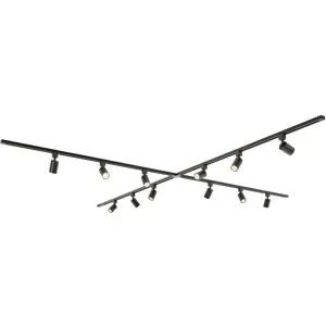 HOFTRONIC Taros LED Schienensysteme-Paket - X-Form - 4x 1,5 m Schiene - 12 Schienenstrahler - Inkl. 2700K GU10 - IP20 - modular - 230 V