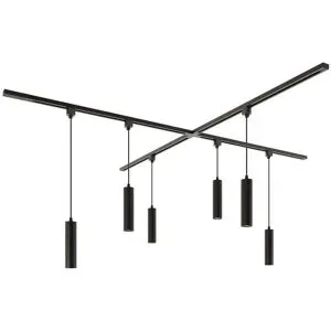HOFTRONIC Taros LED Schienensysteme-Paket - X-Form - 4 x 1 m Schiene - 6 Pendelleuchte - Inkl. 2700K GU10 - IP20 - modular - 230 V