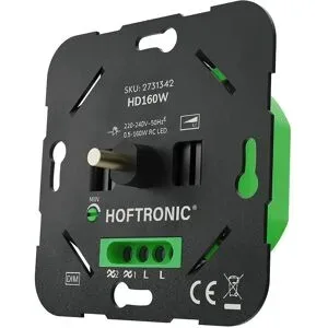HOFTRONIC LED Schaltdimmer 0,5-160W ? Dimmer Schalter 230V ? Phasenabschnittdimmer ? Wechselschaltung geeignet ? Dimmbarer Lichtschalter ? LED Drehdimmer