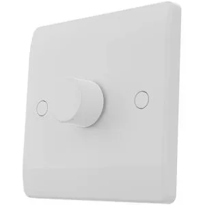 HOFTRONIC UK LED-Dimmer mit Drehknopf - 3-160 W - Phasenanschnitt- und abschnitt - Für britische Wandboxen ? Einschließlich Abdeckmaterial - Wechselschaltung (Two-Way-1-Gang)