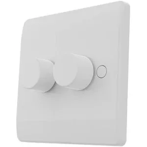 HOFTRONIC UK LED-Dimmer mit Drehknopf - 3-160 W - Phasenanschnitt- und abschnitt - Für britische Wandboxen ? Einschließlich Abdeckmaterial - Wechselschaltung (Two-Way-2-Gang)