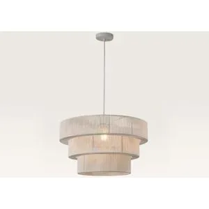 LUSENZ Pendelleuchte Serengeti bianco - Drei Lagen aus geflochtenen Baumwollschnüren ? Für den Innenbereich - Ohne Leuchtmittel