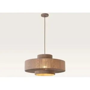 LUSENZ Pendelleuchte Scandes taupe - Esstischlampe, Skandinavisch/Boho, dreilagige geflochtene Baumwollkordel, Ø50cm, E27-Fassung - Dimmbar