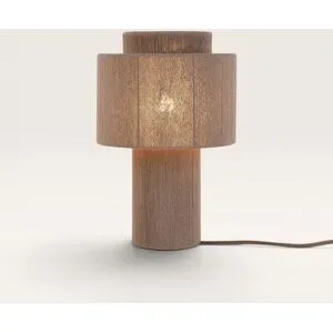 LUSENZ Nevada - Skandinavische Tischlampe Leinen Taupe 40 cm - Nachttischlampe - E27 Fassung - Mit ein/Aus-Schalter