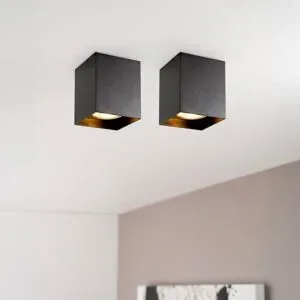 LUSENZ 2x Astra nero - Würfelförmiger Aufbaustrahler in komplett mattschwarzem Design mit Einzellichtquelle