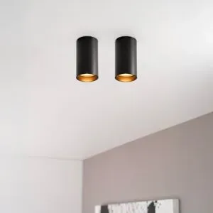 LUSENZ 2x Canopus nero s - Zylindrischer Aufbaustrahler mit mattschwarzer Beschichtung