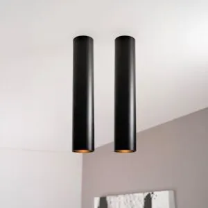 LUSENZ 2x Canopus nero l - Zylindrischer Aufbaustrahler mit mattschwarzer Beschichtung