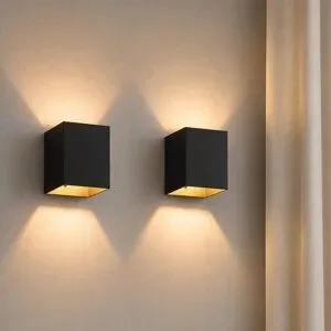 LUSENZ 2x Cometa nero s - Rechteckige Wandleuchte mit mattschwarzer Beschichtung - Up- und Downlight