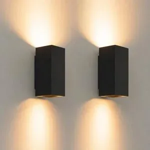 LUSENZ 2x Cometa nero m - Rechteckige Wandleuchte mit mattschwarzer Beschichtung - Up- und Downlight