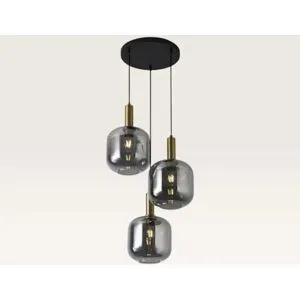 LUSENZ Hängelampe Xirena vetro fumé III ? Drei Kugeln aus Rauchglas mit verspielter Optik ? Ohne Lichtquelle