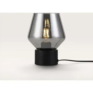 LUSENZ Aureta - Tischlampe Schwarz Rauchglas 20 cm - Tischlampe wohnzimmer - Modern design - E27 Fassung - Mit Ein/Aus-Schalter